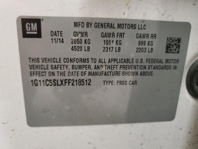 1G11C5SLXFF218512 - 2015 CHEVROLET MALIBU 1LT 白色 照片 13