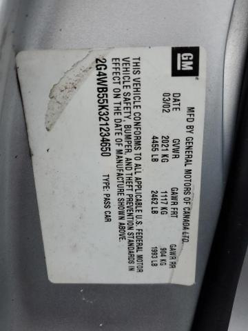 2G4WB55K321234650 - 2002 BUICK REGAL LS 银色 照片 12