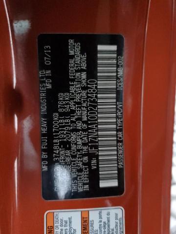 JF1ZNAA10D2734840 - 2013 TOYOTA SCION FR-S ORANGE photo 12