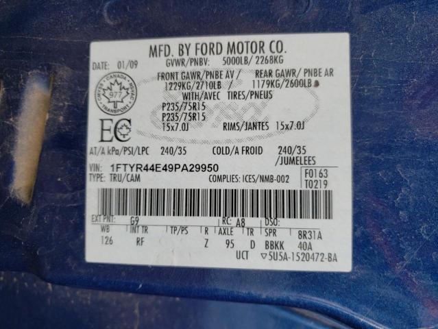 1FTYR44E49PA29950 - 2009 FORD RANGER SUP BLUE photo 13