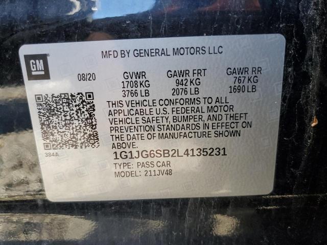 1G1JG6SB2L4135231 - 2020 CHEVROLET SONIC BLACK photo 12