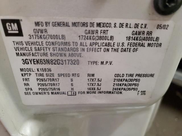 3GYEK63N82G317320 - 2002 CADILLAC ESCALADE E CREAM photo 12