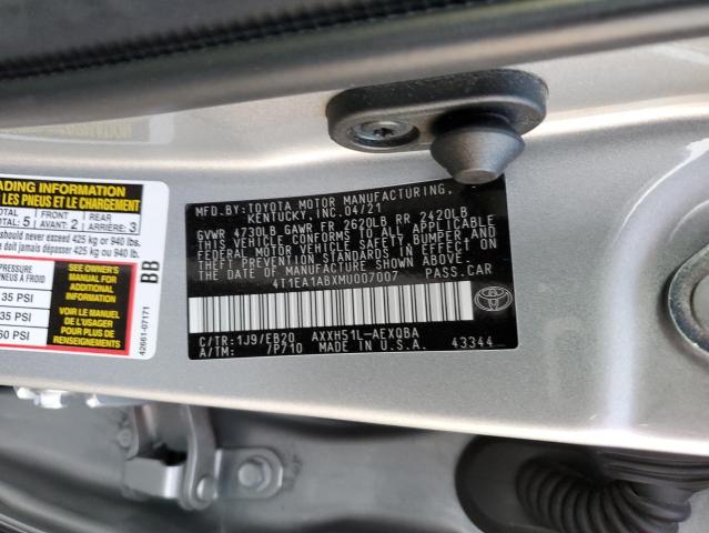 4T1EA1ABXMU007007 - 2021 TOYOTA AVALON XSE SILVER photo 13