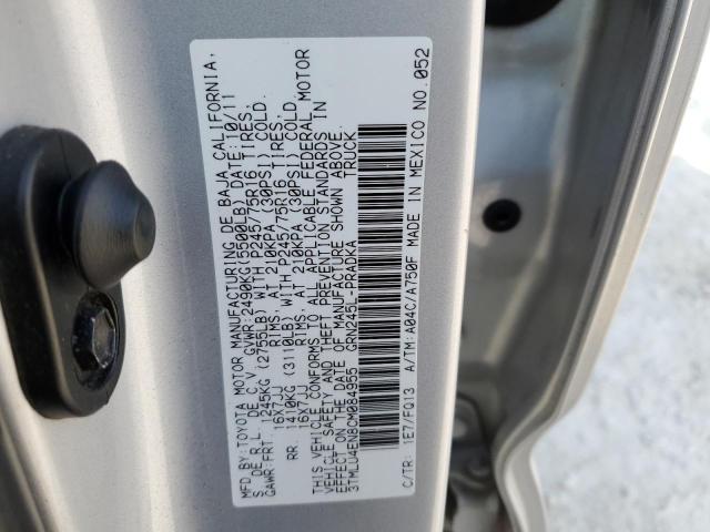 3TMLU4EN8CM084955 - 2012 TOYOTA TACOMA DOU ნაცრისფერი ფოტო 13