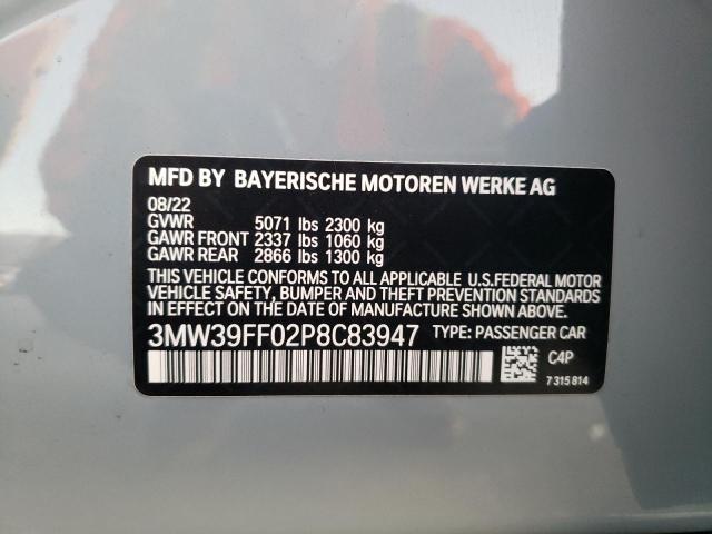 3MW39FF02P8C83947 - 2023 BMW 330E SILVER photo 10