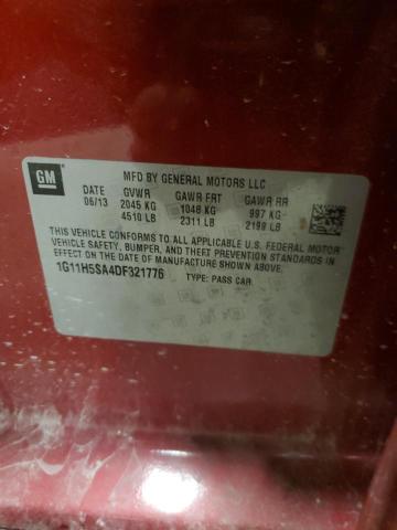 1G11H5SA4DF321776 - 2013 CHEVROLET MALIBU LTZ წითელი ფოტო 10