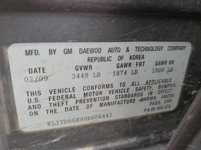 KL1TD66E99B656441 - 2009 CHEVROLET AVEO LS 灰色 照片 12