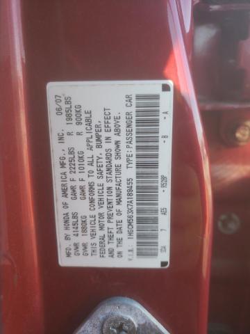 1HGCM563X7A189455 - 2007 HONDA ACCORD SE RED photo 12