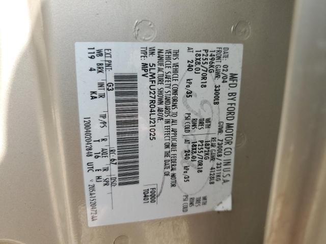 5LMFU27R04LJ21025 - 2004 LINCOLN NAVIGATOR 金色 照片 13