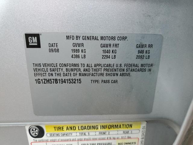 1G1ZH57B194153215 - 2009 CHEVROLET MALIBU 1LT 银色 照片 12