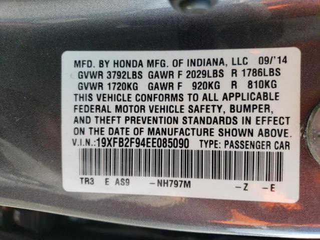 19XFB2F94EE085090 - 2014 HONDA CIVIC EXL Boz foto 12