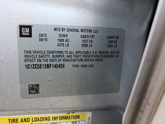 1G1ZC5E13BF149458 - 2011 CHEVROLET MALIBU 1LT 银色 照片 12