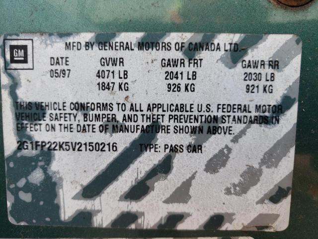 2G1FP22K5V2150216 - 1997 CHEVROLET CAMARO BAS 绿色 照片 10