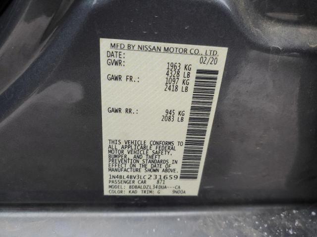 1N4BL4BV3LC231659 - 2020 NISSAN ALTIMA S GRAY photo 12