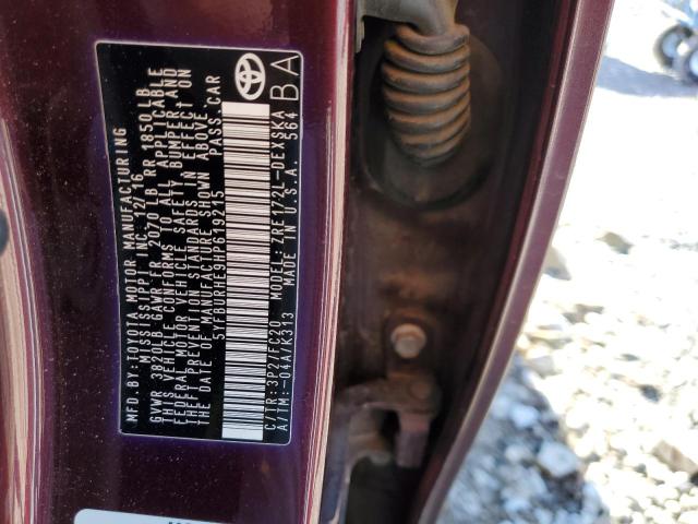 5YFBURHE9HP619215 - 2017 TOYOTA COROLLA L ბურგუნდია ფოტო 12