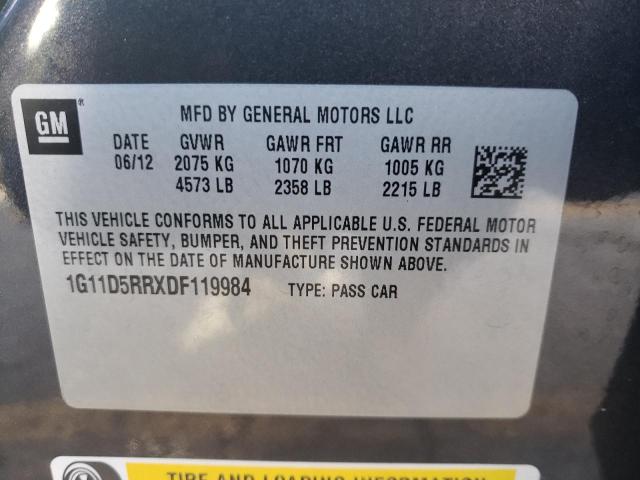 1G11D5RRXDF119984 - 2013 CHEVROLET MALIBU 1LT გრაფიტი ფოტო 12