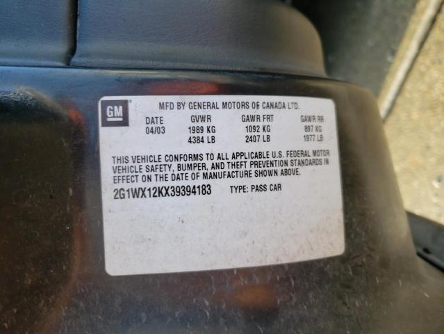 2G1WX12KX39394183 - 2003 CHEVROLET MONTE CARL 黑色 照片 13