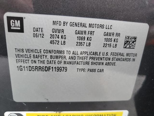 1G11D5RR6DF119979 - 2013 CHEVROLET MALIBU 1LT 灰色 照片 12