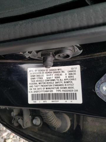 2HGFC1F77JH641320 - 2018 HONDA CIVIC EXL 黑色 照片 12