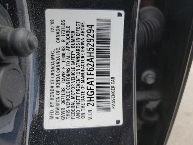 2HGFA1F62AH529294 - 2010 HONDA CIVIC LX-S შავი ფოტო 13