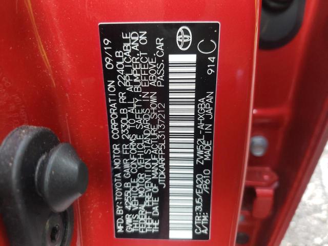 JTDKARFP5L3137212 - 2020 TOYOTA PRIUS PRIM 红色 照片 12