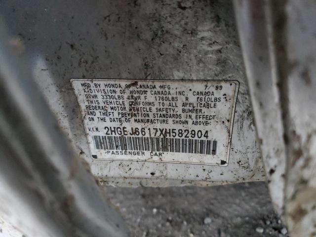 2HGEJ6617XH582904 - 1999 HONDA CIVIC BASE SILVER photo 12