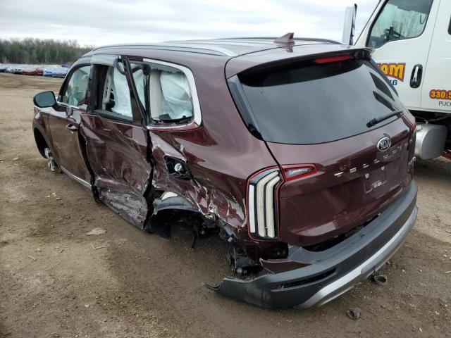 5XYP34HC4LG042763 - 2020 KIA TELLURIDE BURGUNDY photo 2