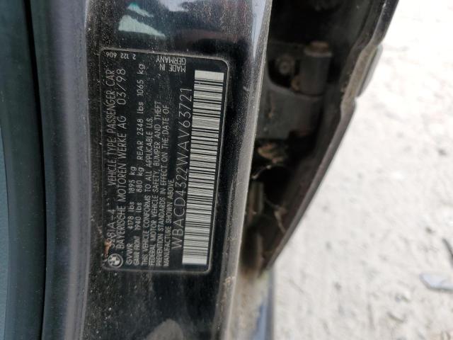 WBACD4322WAV63721 - 1998 BMW 3 SERIES 黑色 照片 12