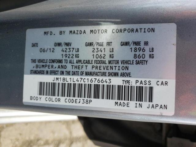 JM1BL1L47C1676643 - 2012 MAZDA SPEED 3 SILVER photo 12