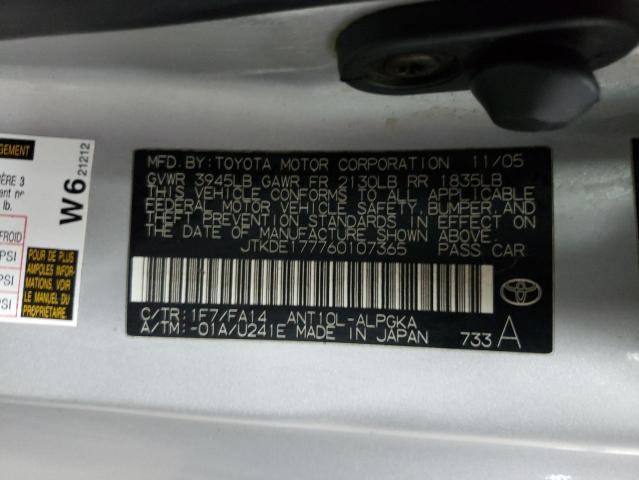 JTKDE177760107365 - 2006 TOYOTA SCION TC ვერცხლისფერი ფოტო 12