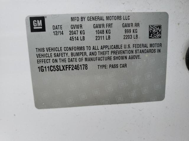 1G11C5SLXFF246178 - 2015 CHEVROLET MALIBU 1LT 白色 照片 12