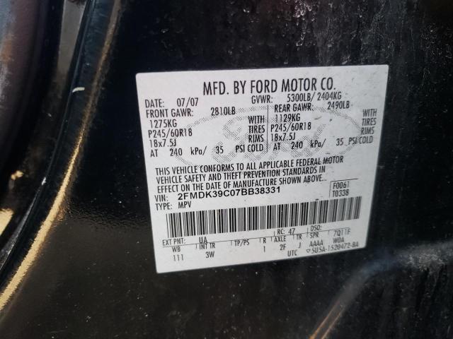 2FMDK39C07BB38331 - 2007 FORD EDGE BLACK photo 13