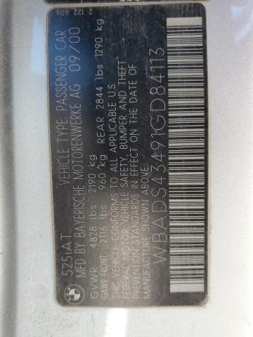 WBADS43491GD84113 - 2001 BMW 525 IT AUT SILVER photo 12