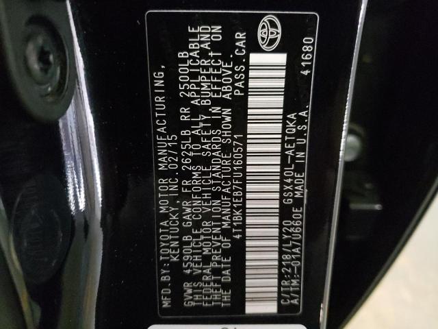 4T1BK1EB7FU160571 - 2015 TOYOTA AVALON XLE BLACK photo 12