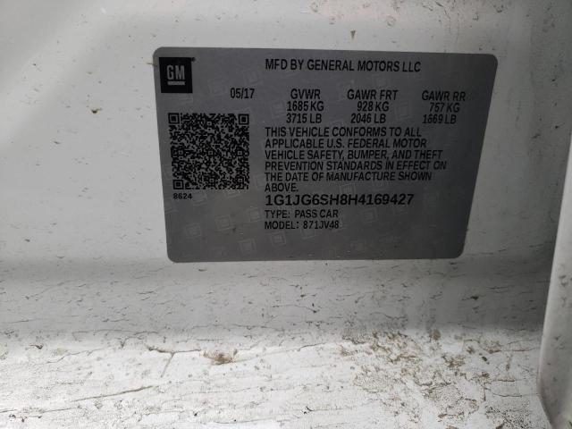 1G1JG6SH8H4169427 - 2017 CHEVROLET SONIC WHITE photo 12