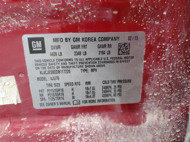 KL4CJESB2DB117220 - 2013 BUICK ENCORE RED photo 13