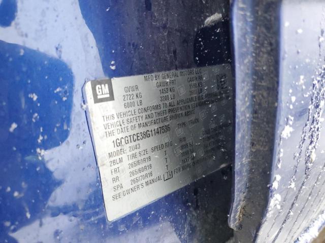 1GCGTCE38G1147536 - 2016 CHEVROLET COLORADO L BLUE photo 12