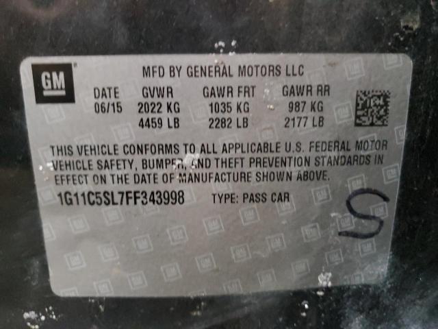 1G11C5SL7FF343998 - 2015 CHEVROLET MALIBU 1LT CHARCOAL photo 12