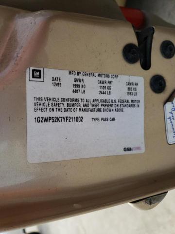 1G2WP52K7YF211002 - 2000 PONTIAC GRAND PRIX ოქროსფერი ფოტო 12