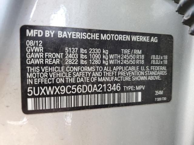 5UXWX9C56D0A21346 - 2013 BMW X3 XDRIVE2 SILVER photo 13