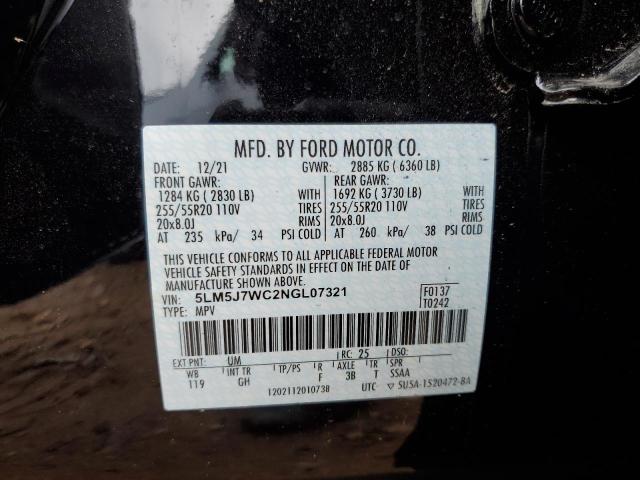 5LM5J7WC2NGL07321 - 2022 LINCOLN AVIATOR RE 黑色 照片 13