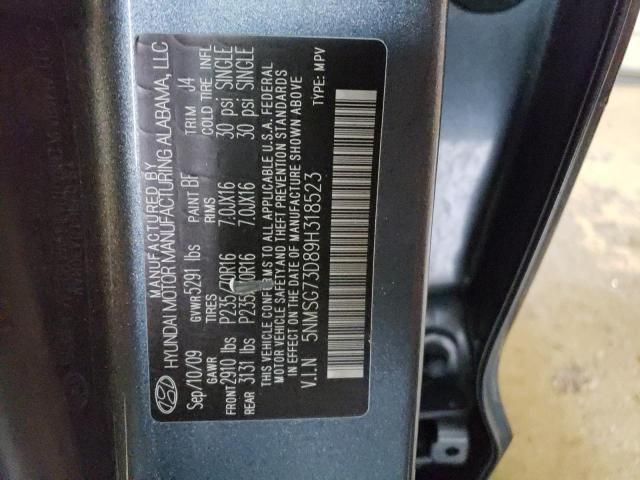 5NMSG73D89H318523 - 2009 HYUNDAI SANTA FE G BLUE photo 14