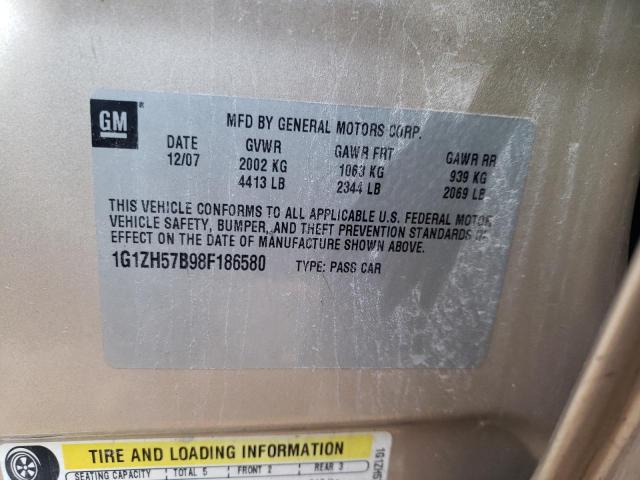 1G1ZH57B98F186580 - 2008 CHEVROLET MALIBU 1LT 金色 照片 12