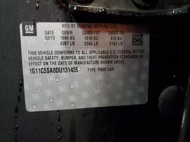 1G11C5SA0DU131435 - 2013 CHEVROLET MALIBU 1LT შავი ფოტო 12