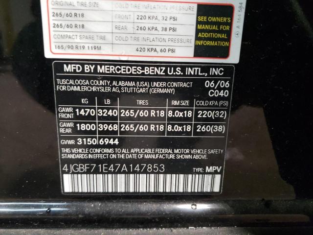 4JGBF71E47A147853 - 2007 MERCEDES-BENZ GL 450 4MA BLACK photo 13