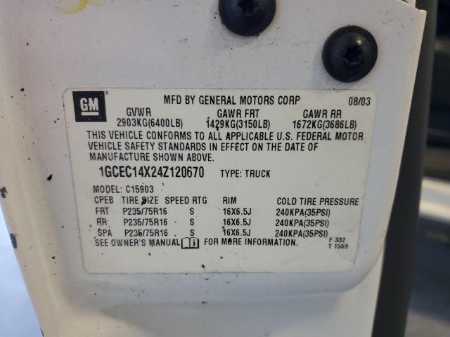 1GCEC14X24Z120670 - 2004 CHEVROLET SILVRDO LS WHITE photo 12