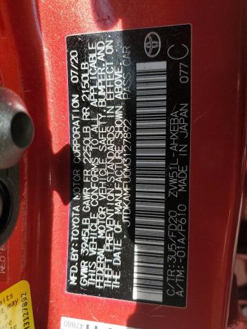 JTDKAMFU0M3127892 - 2021 TOYOTA PRIUS SPEC RED photo 13