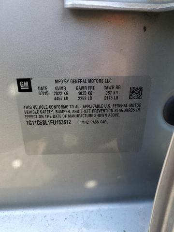 1G11C5SL1FU153612 - 2015 CHEVROLET MALIBU 1LT 银色 照片 12
