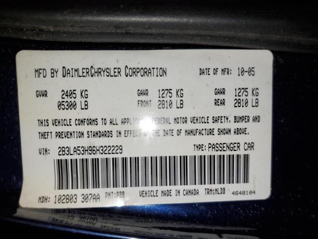 2B3LA53H96H322229 - 2006 DODGE CHARGER R/ BLUE photo 12