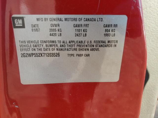 2G2WP552X71203526 - 2007 PONTIAC GRAND PRIX წითელი ფოტო 13